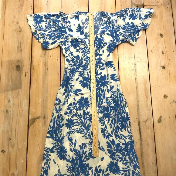 A New Day NWOT Women's Short Sleeve Maxi Sundress Blue White Floral 2 - Picture 12 of 14